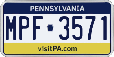 PA license plate MPF3571