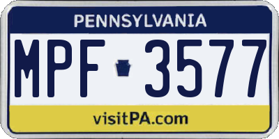 PA license plate MPF3577