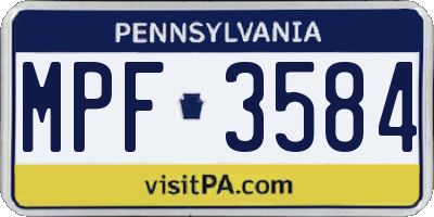 PA license plate MPF3584