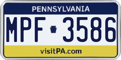 PA license plate MPF3586