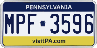 PA license plate MPF3596