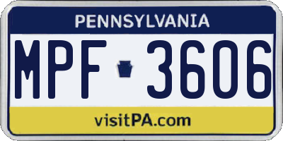 PA license plate MPF3606