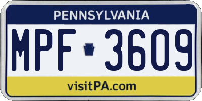PA license plate MPF3609
