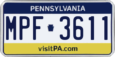 PA license plate MPF3611