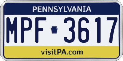 PA license plate MPF3617