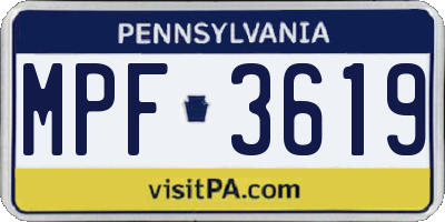 PA license plate MPF3619