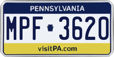 PA license plate MPF3620