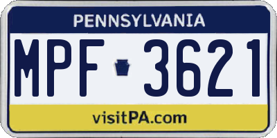PA license plate MPF3621