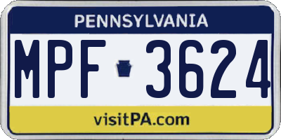 PA license plate MPF3624