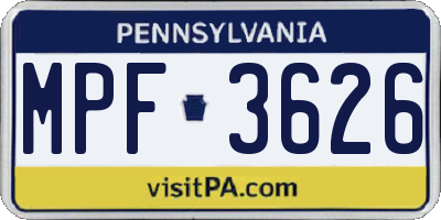 PA license plate MPF3626