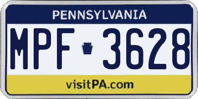 PA license plate MPF3628