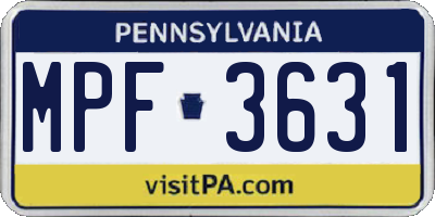 PA license plate MPF3631