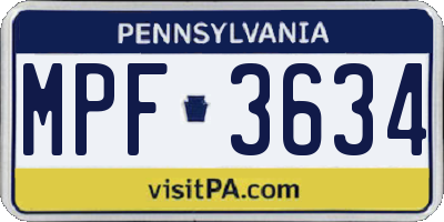 PA license plate MPF3634