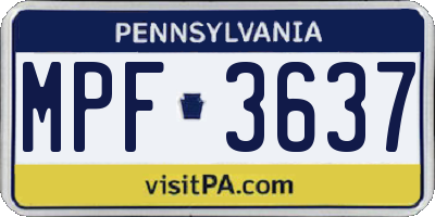 PA license plate MPF3637