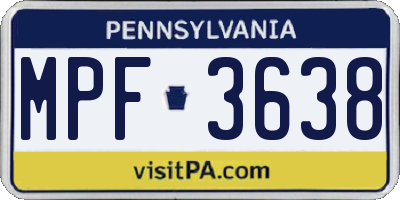 PA license plate MPF3638