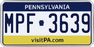PA license plate MPF3639