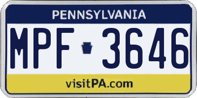 PA license plate MPF3646
