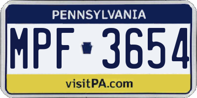 PA license plate MPF3654
