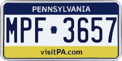 PA license plate MPF3657