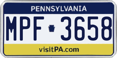 PA license plate MPF3658