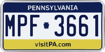 PA license plate MPF3661