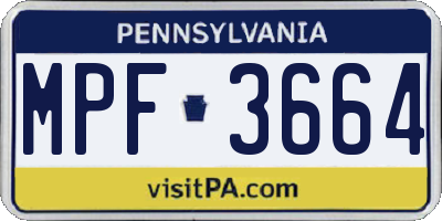 PA license plate MPF3664