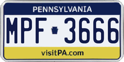 PA license plate MPF3666