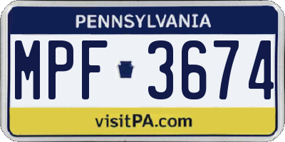 PA license plate MPF3674