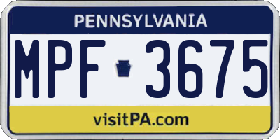 PA license plate MPF3675
