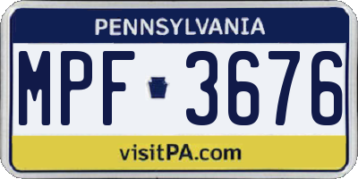 PA license plate MPF3676