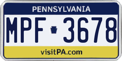 PA license plate MPF3678