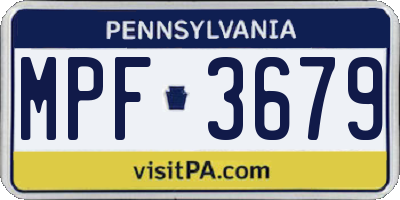 PA license plate MPF3679