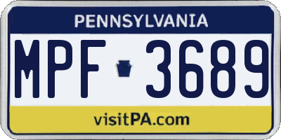 PA license plate MPF3689