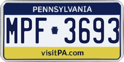PA license plate MPF3693