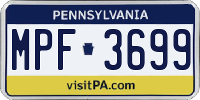 PA license plate MPF3699