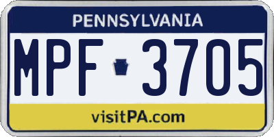 PA license plate MPF3705