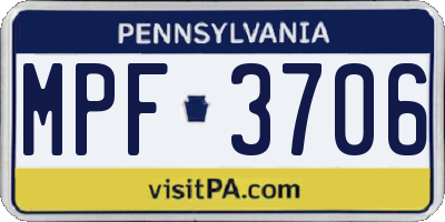 PA license plate MPF3706