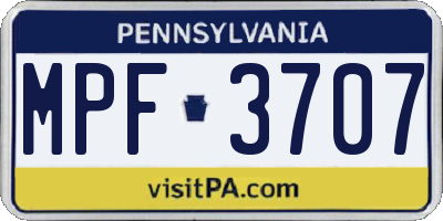 PA license plate MPF3707