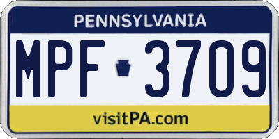 PA license plate MPF3709
