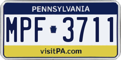 PA license plate MPF3711