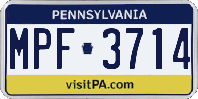 PA license plate MPF3714