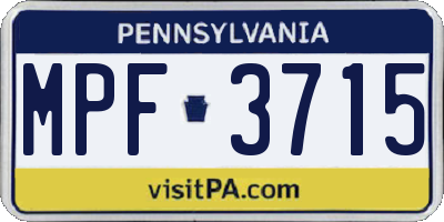 PA license plate MPF3715