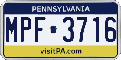 PA license plate MPF3716