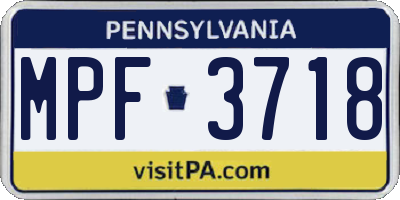 PA license plate MPF3718