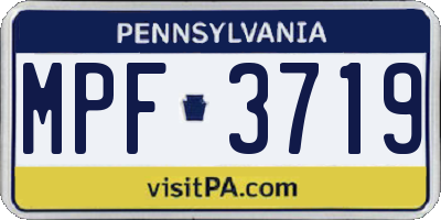 PA license plate MPF3719