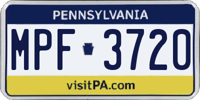 PA license plate MPF3720