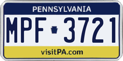PA license plate MPF3721