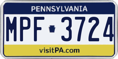PA license plate MPF3724