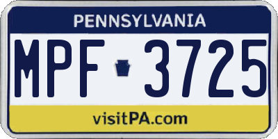PA license plate MPF3725