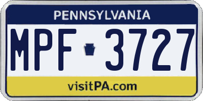 PA license plate MPF3727
